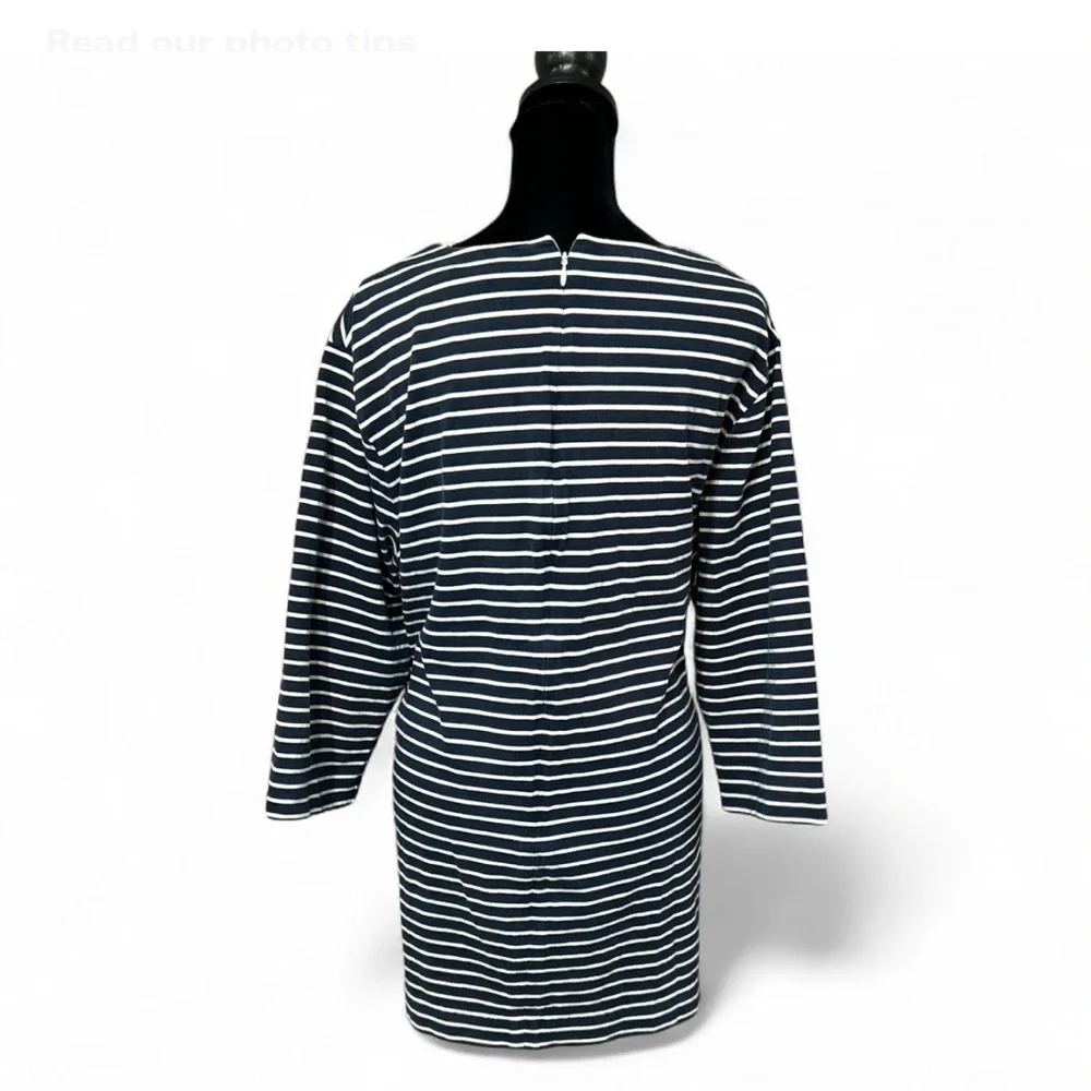DONCASTER COLLECTION Navy and white striped 3/4 sleeve tunic top XL Good Cond.